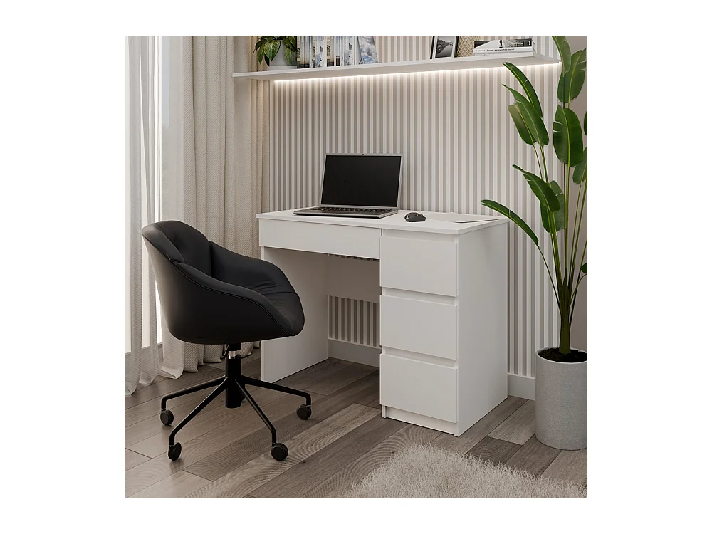 Scrivania moderna con cassetti a destra 98x76x51 cm bianca SCT4