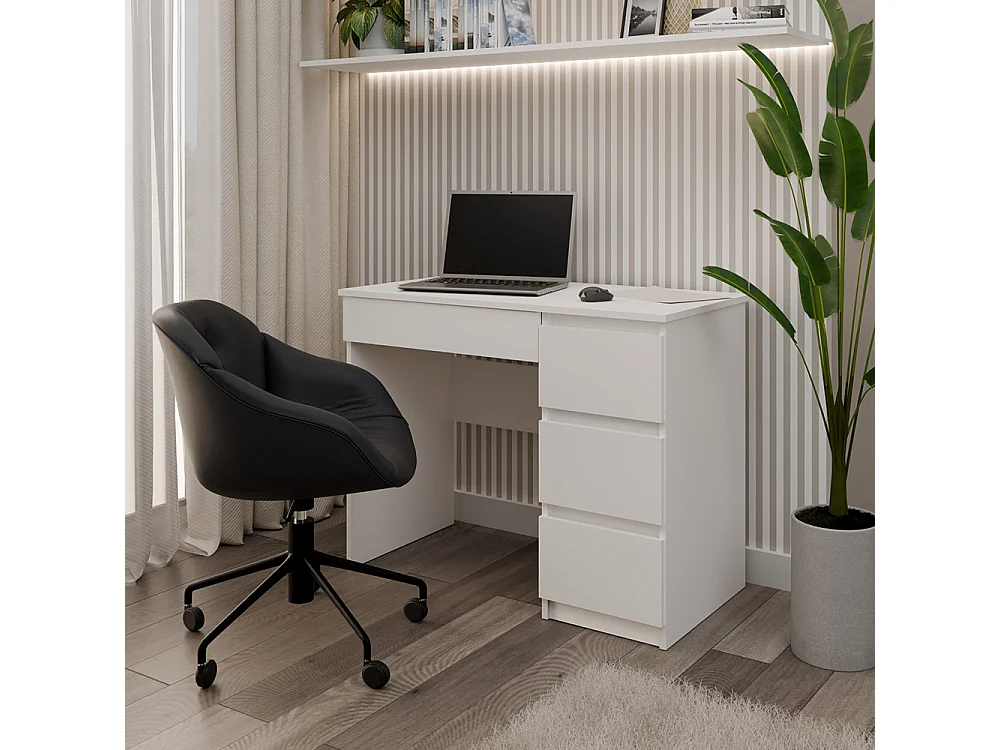 Scrivania moderna con cassetti a destra 98x76x51 cm bianca SCT4