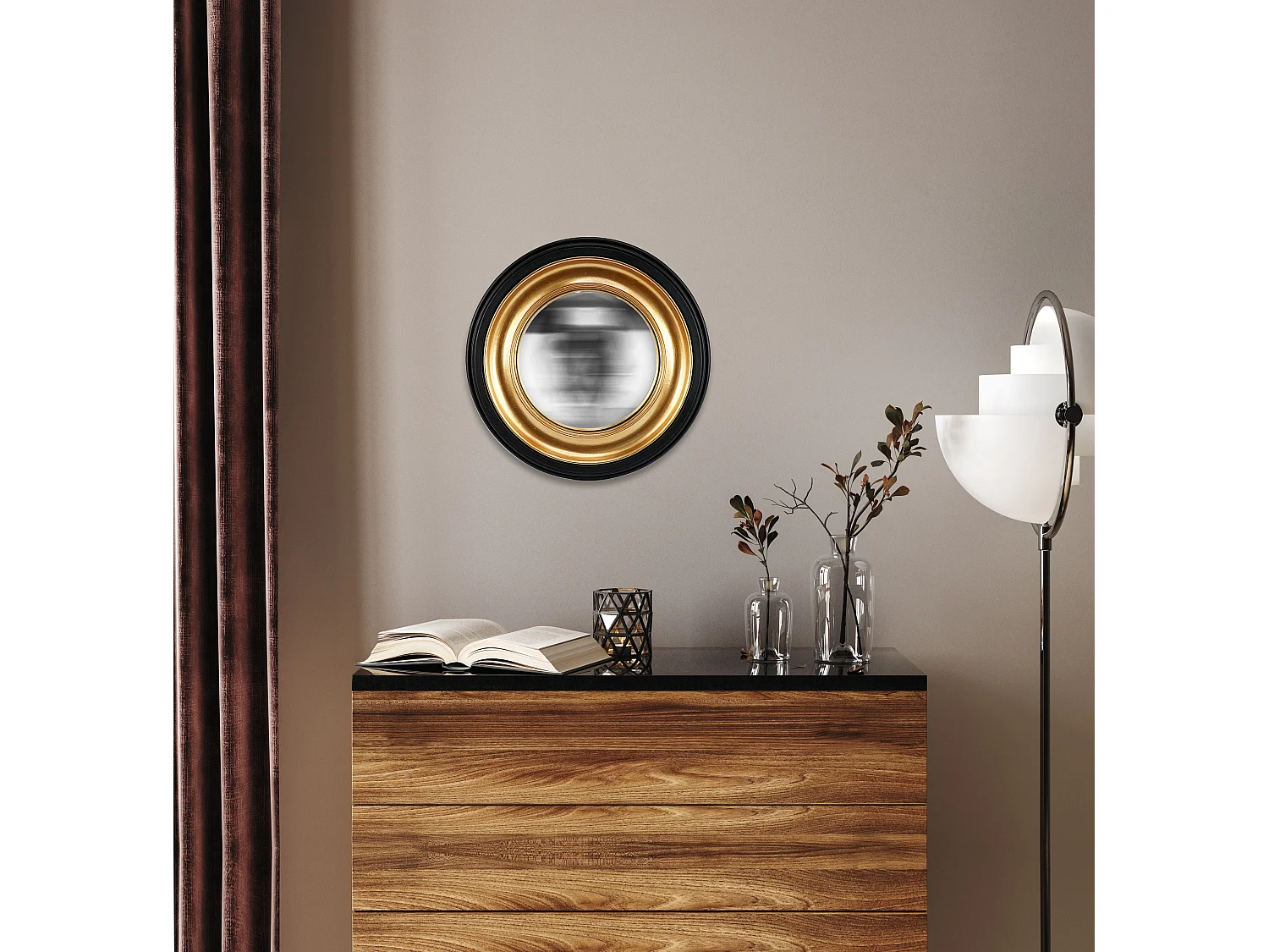 Miroir convexe doré 29,2cm