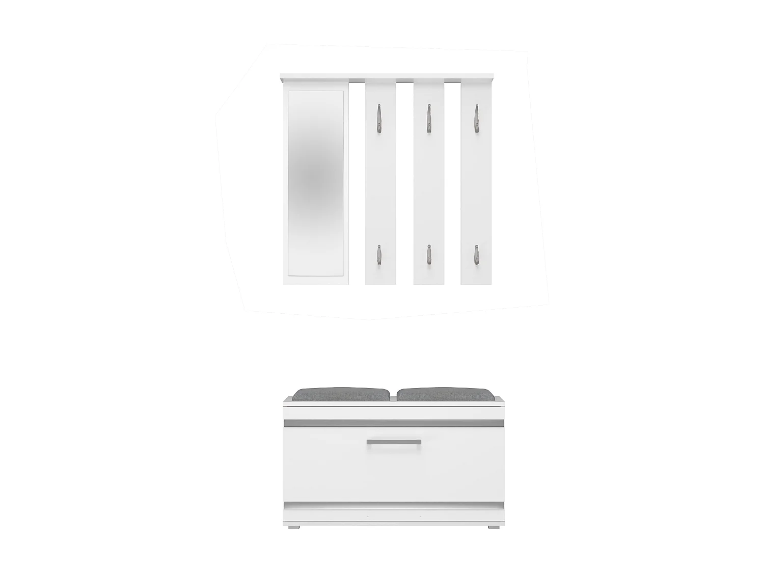 Mobile ingresso appendiabiti e scarpiera bianco e grigio MIT2