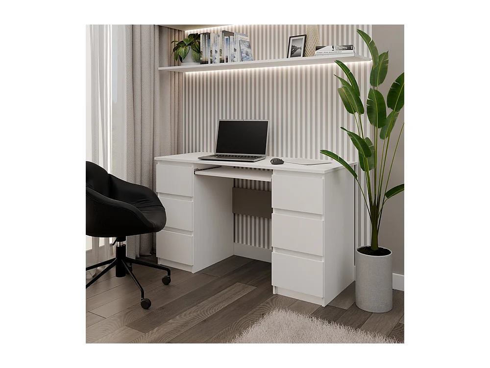 Scrivania moderna con cassetti 130x76x51 cm bianca SCT2