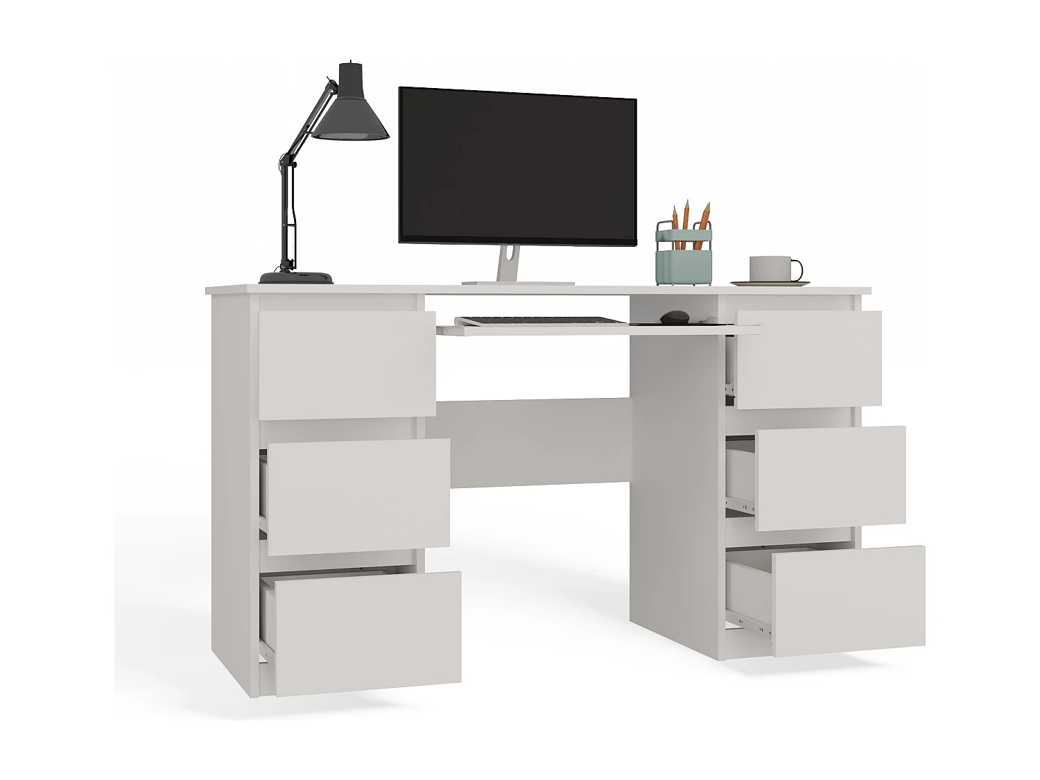 Scrivania moderna con cassetti 130x76x51 cm bianca SCT2