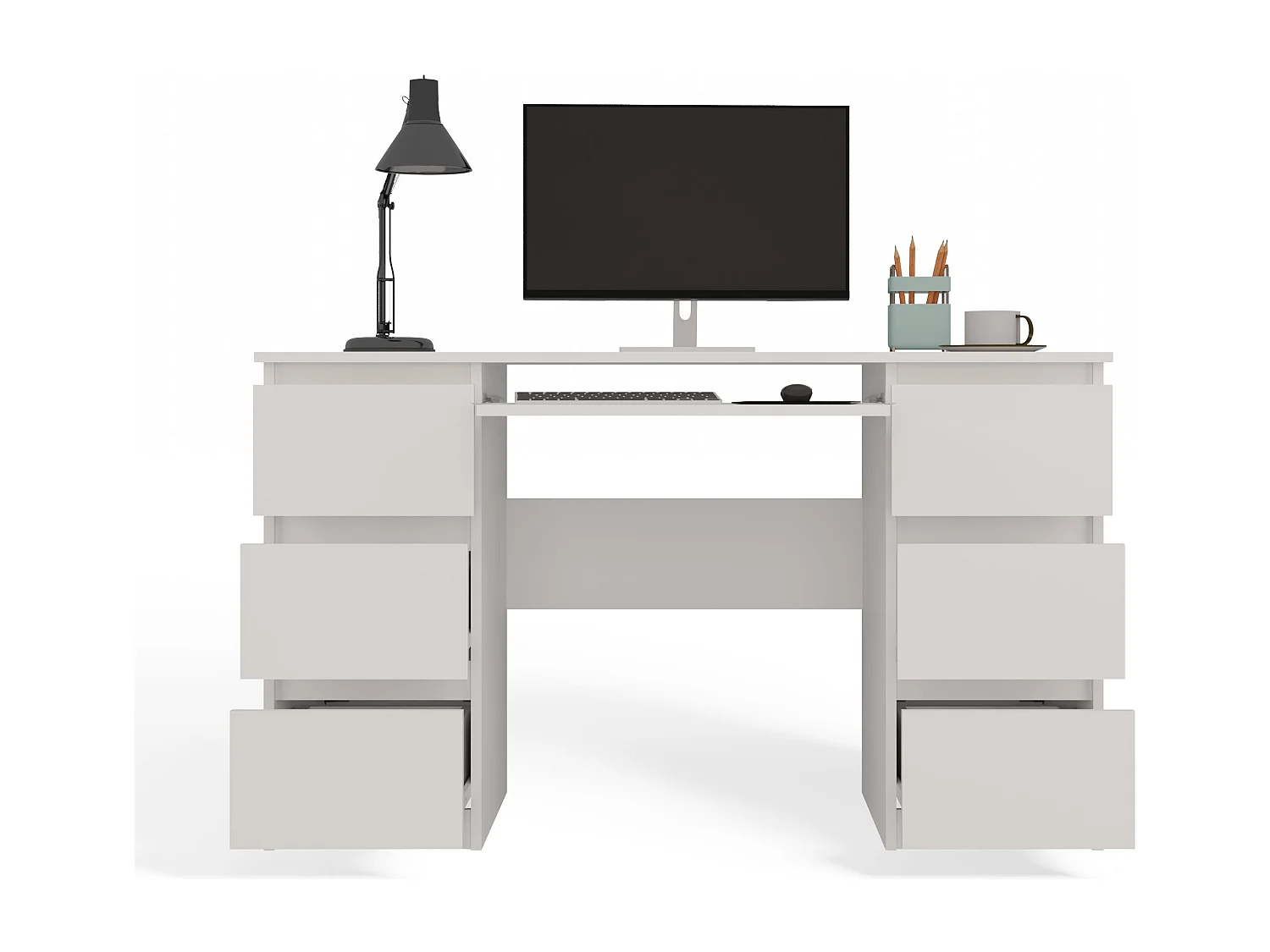 Scrivania moderna con cassetti 130x76x51 cm bianca SCT2