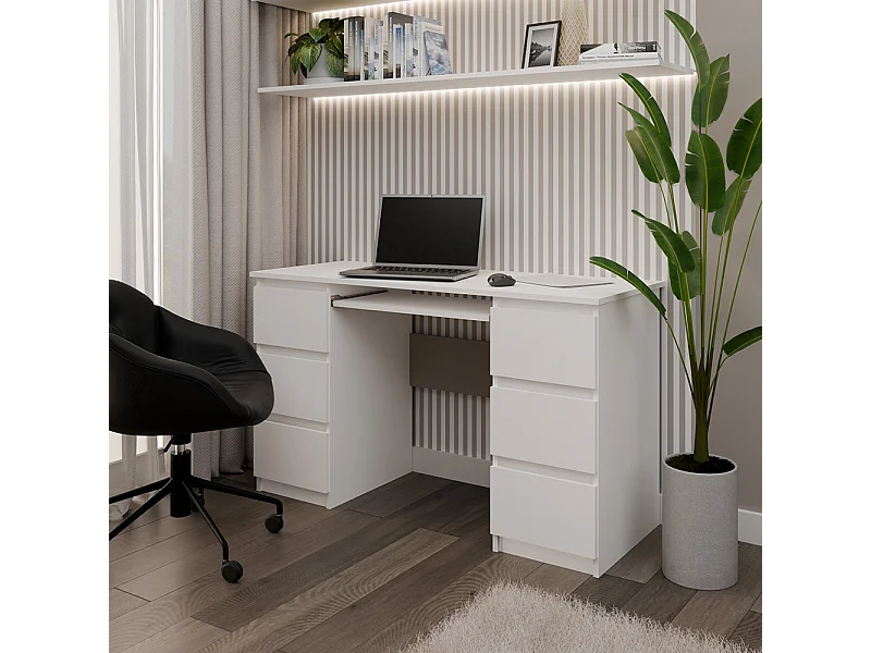 Scrivania moderna con cassetti 130x76x51 cm bianca SCT2