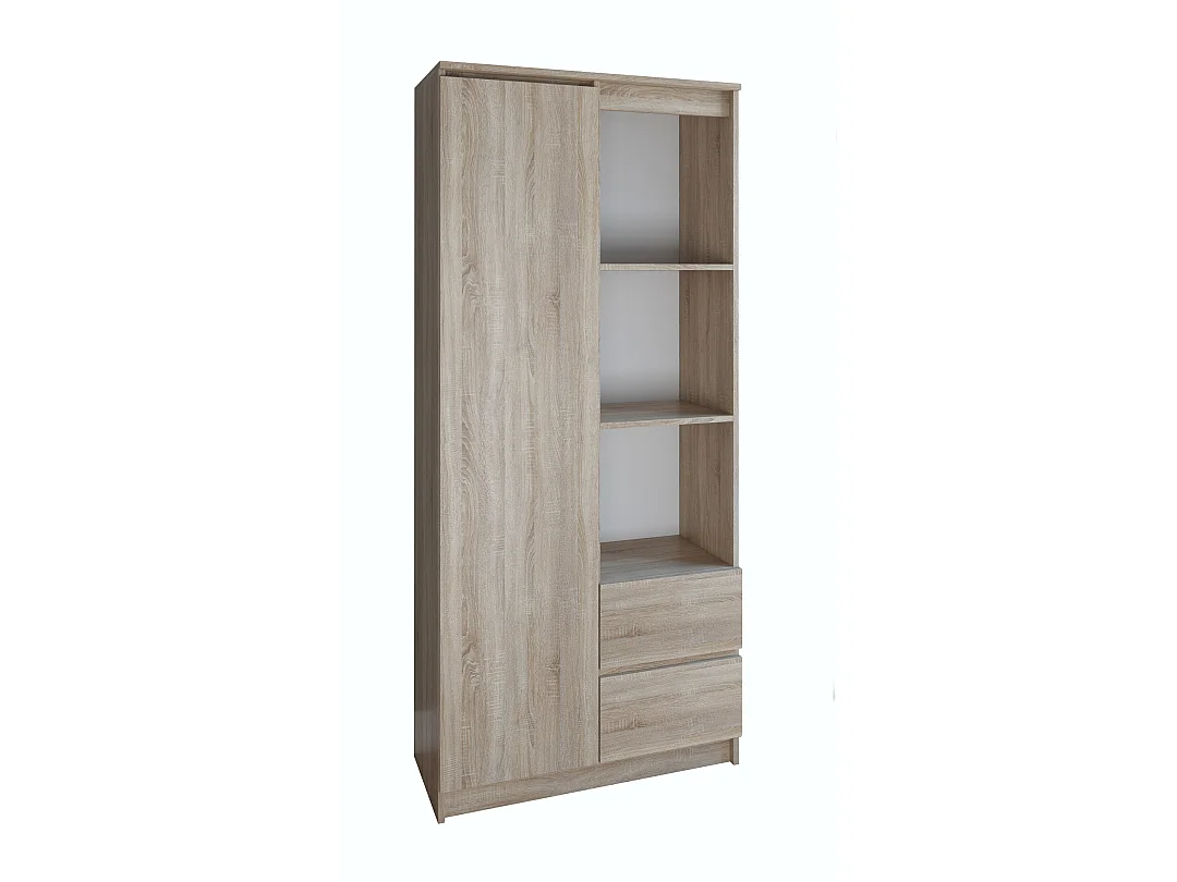 Libreria moderna 80x180x35 cm con anta e cassetti rovere chiaro LBT7