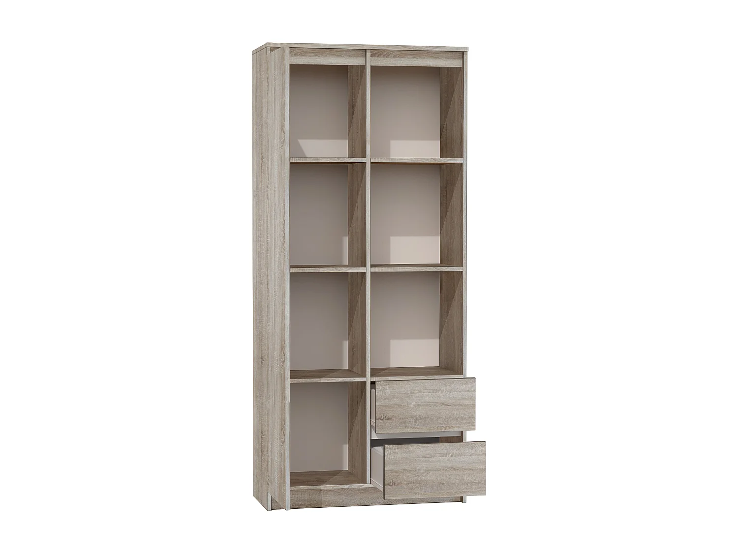 Libreria moderna 80x180x35 cm con anta e cassetti rovere chiaro LBT7