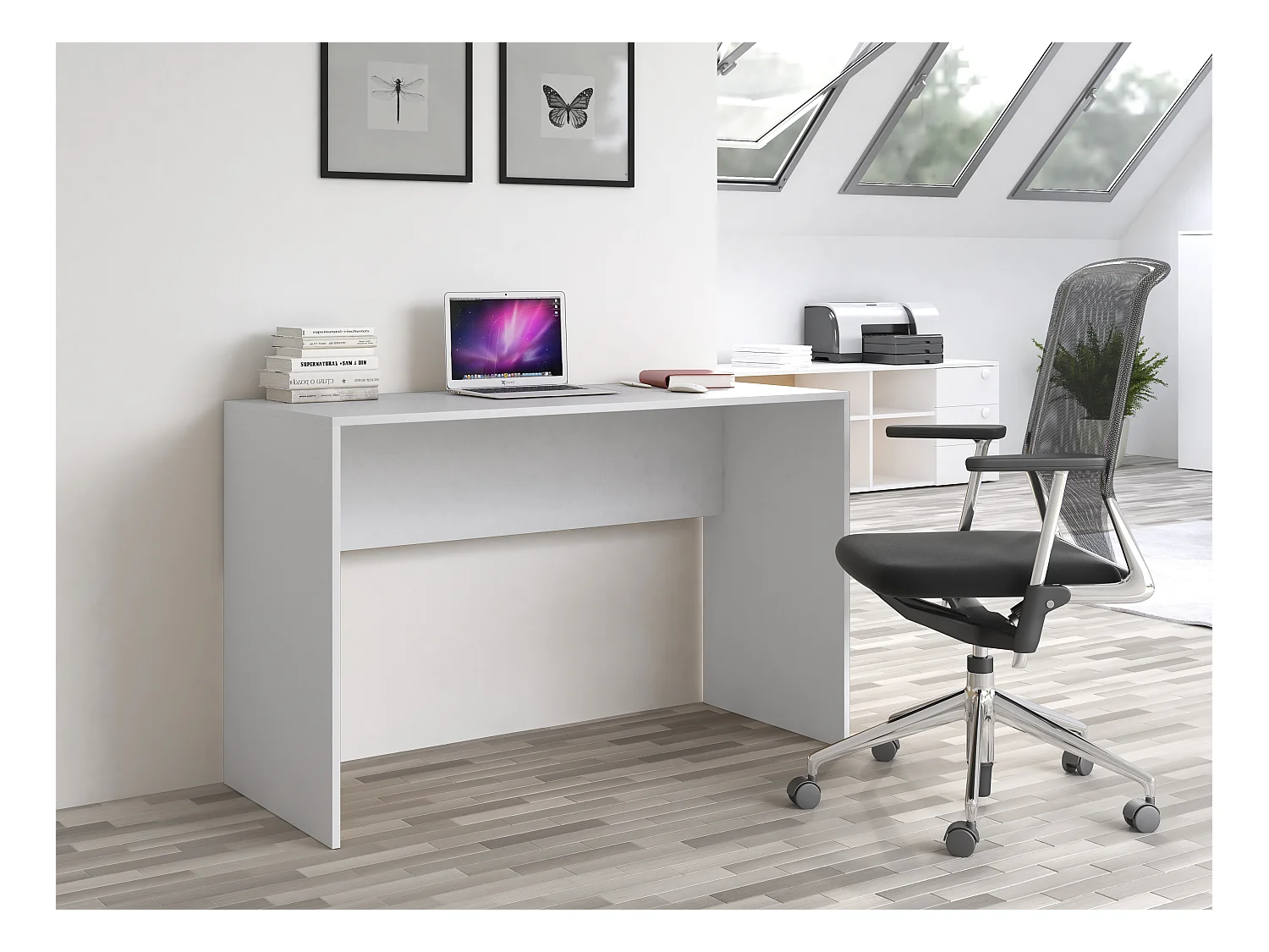 Scrivania moderna 120x76x50 cm design semplice bianco SCT6