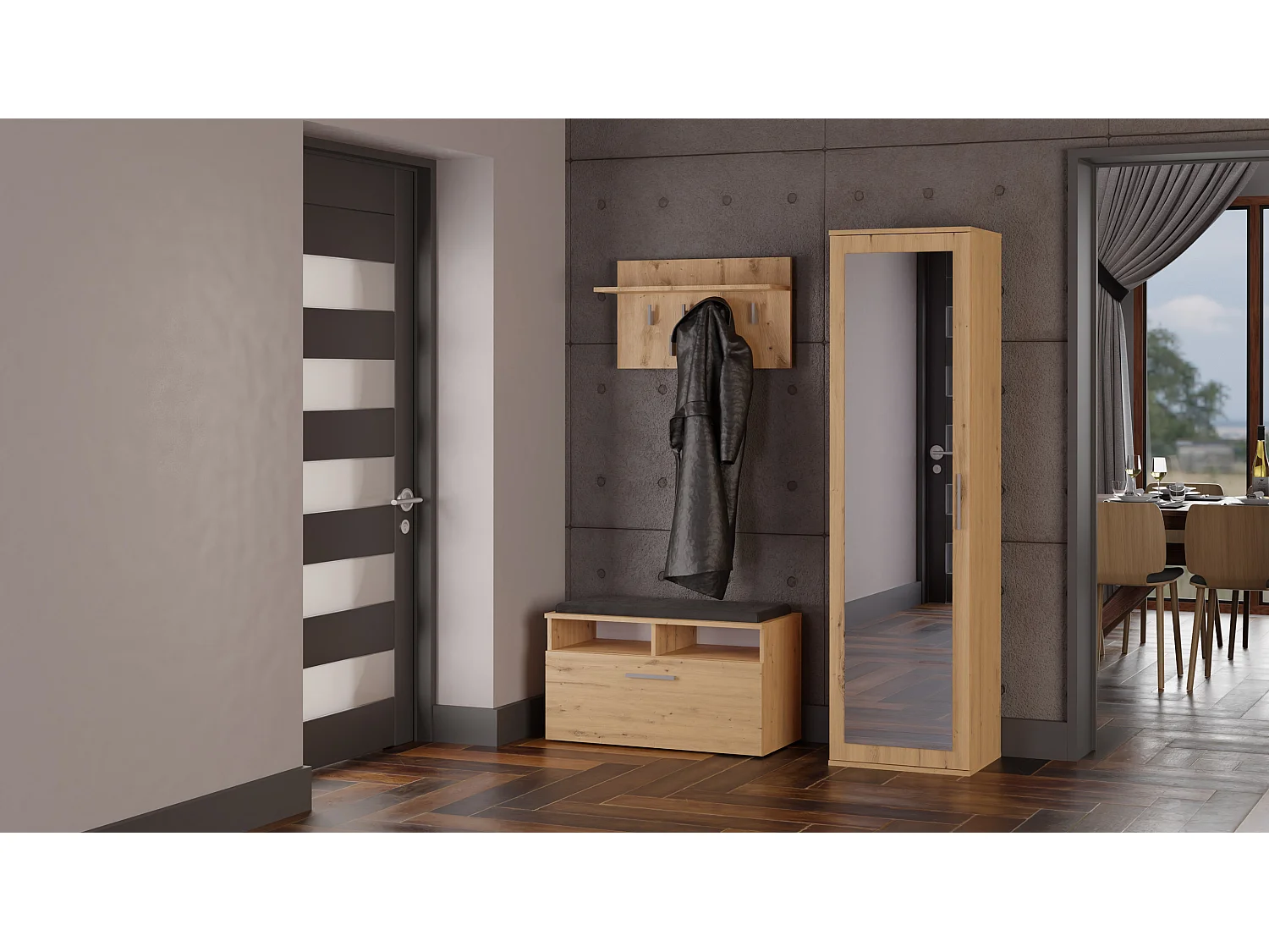 Armadio guardaroba per ingresso rovere MIT4