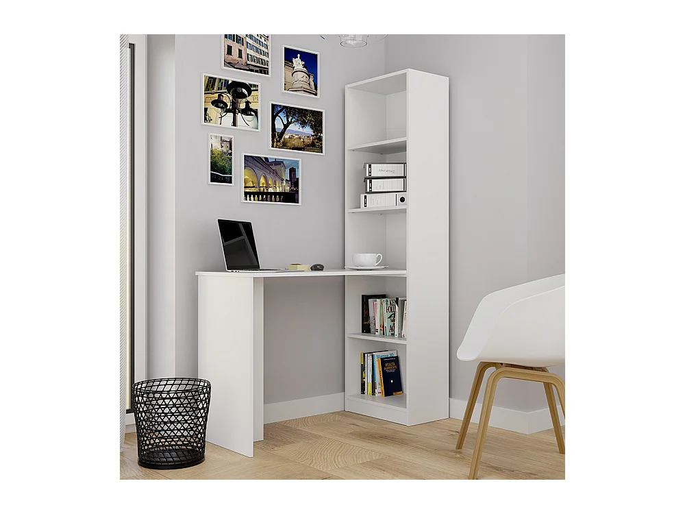Scrivania 125x79x46,5 cm con libreria integrata bianco opaco SCT8
