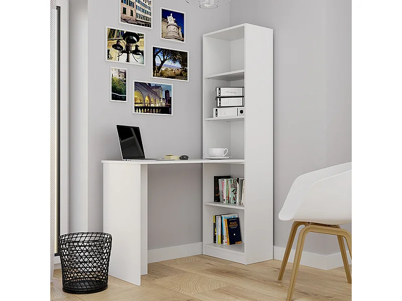 Scrivania 125x79x46,5 cm con libreria integrata bianco opaco SCT8