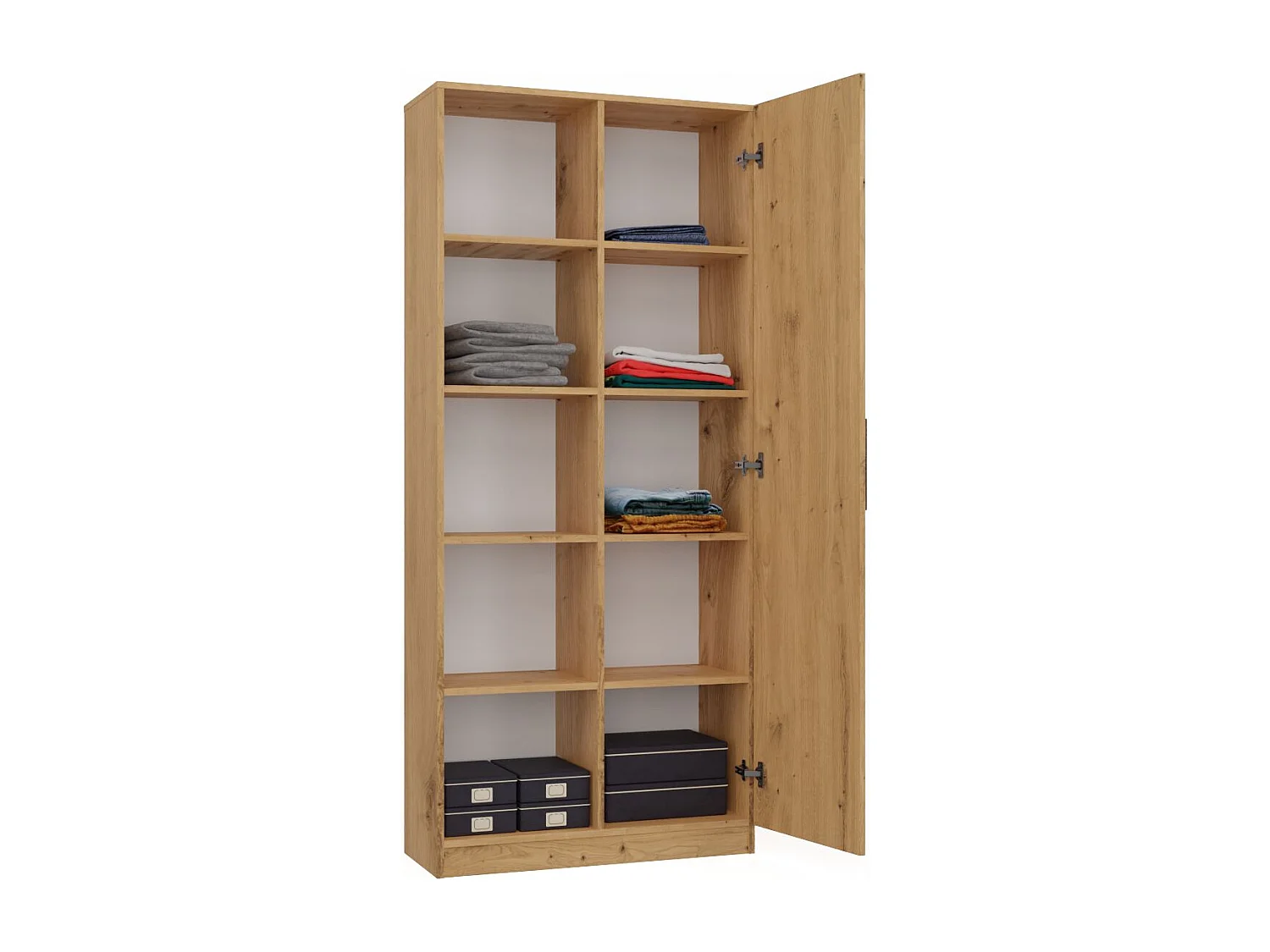 Libreria moderna 80x182x30 cm con vani a giorno e anta rovere naturale LBT8