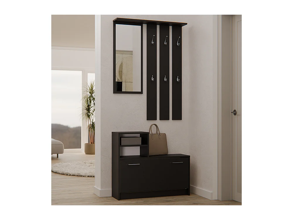 Mobile ingresso con specchio 85x180 cm nero MIT1
