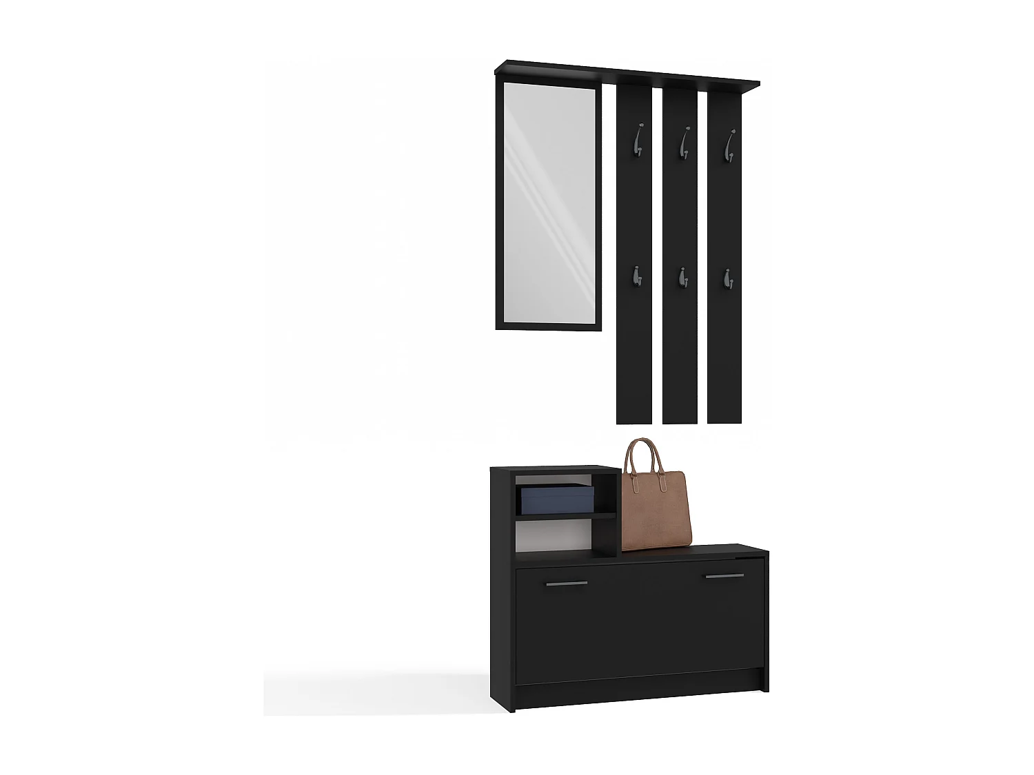 Mobile ingresso con specchio 85x180 cm nero MIT1