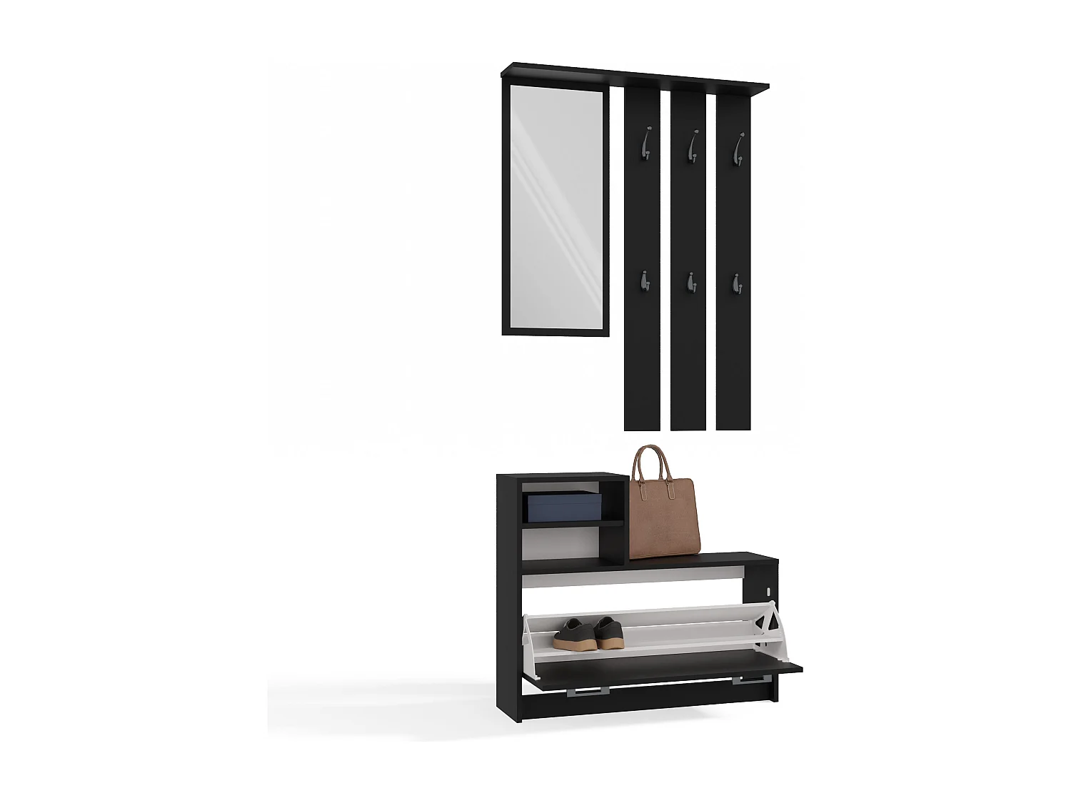 Mobile ingresso con specchio 85x180 cm nero MIT1