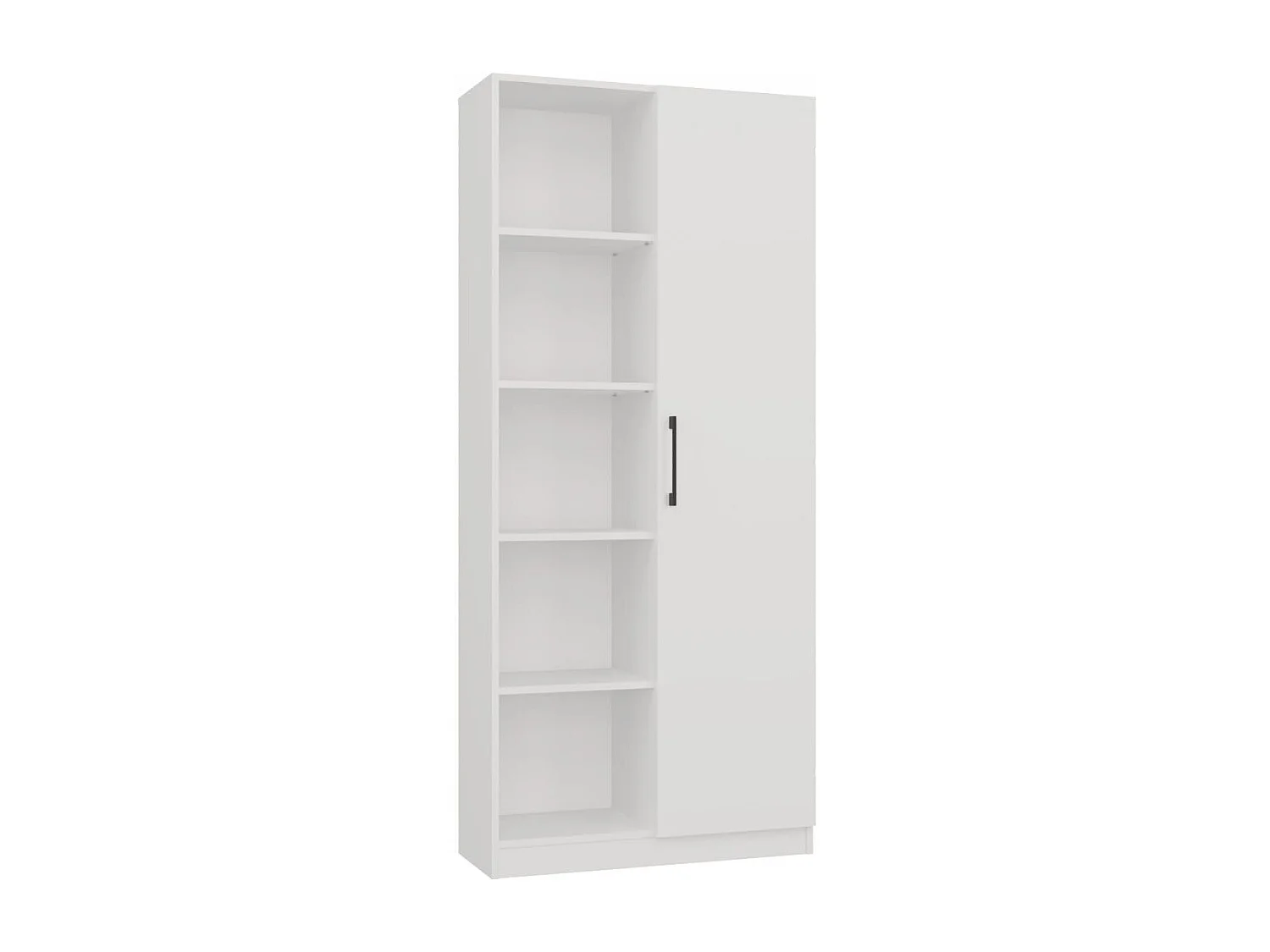 Libreria moderna 80x182x30 cm con vani a giorno e anta bianco LBT8