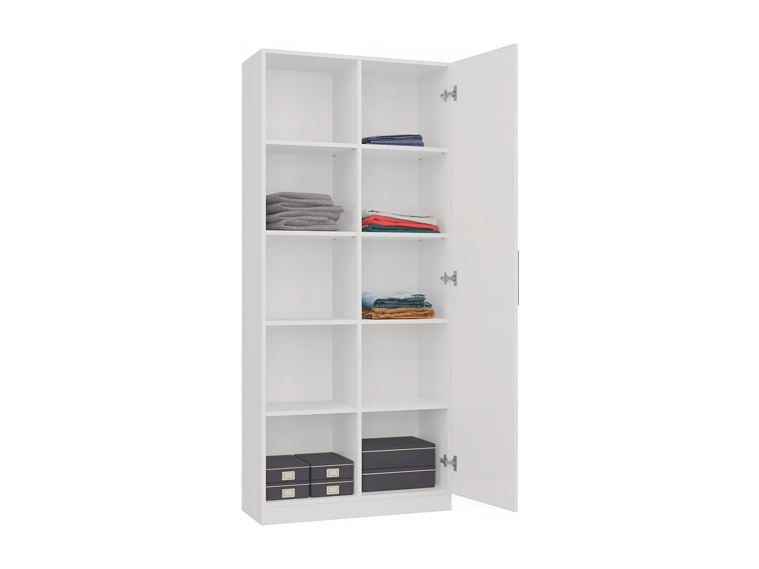 Libreria moderna 80x182x30 cm con vani a giorno e anta bianco LBT8