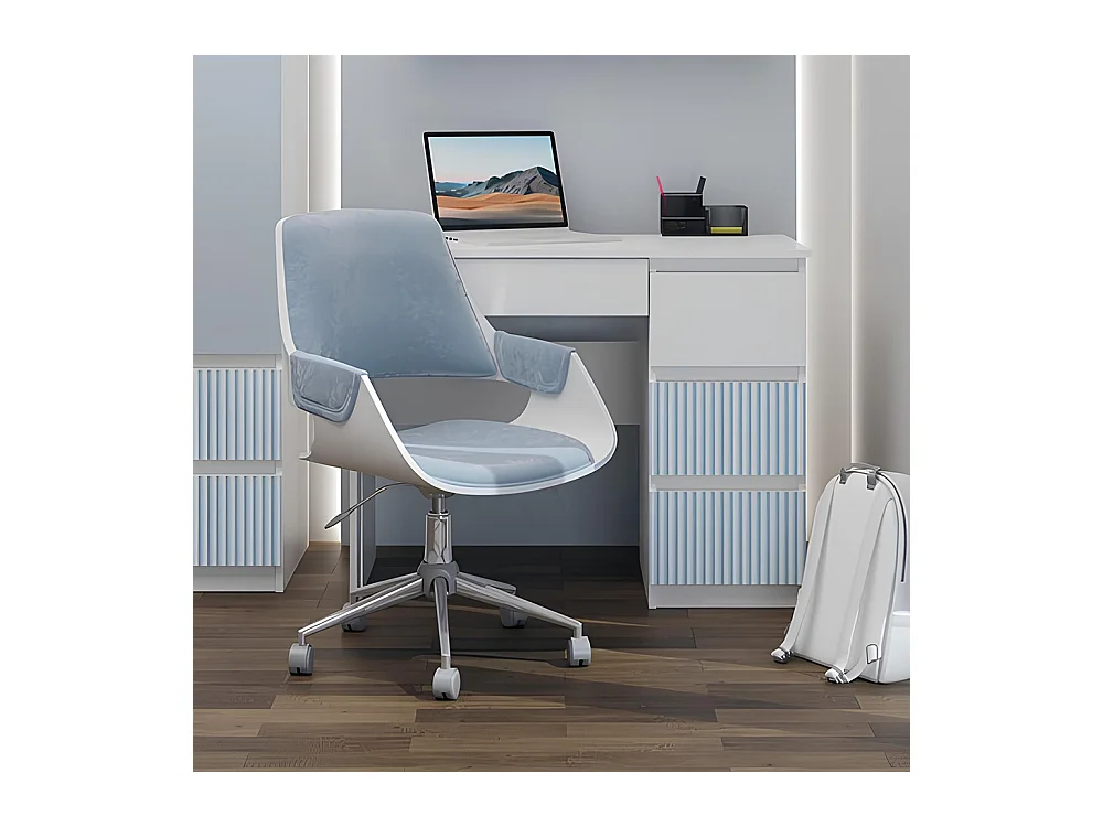 Scrivania moderna con cassetti a destra 98x76x51 cm bianco/blu SCT4