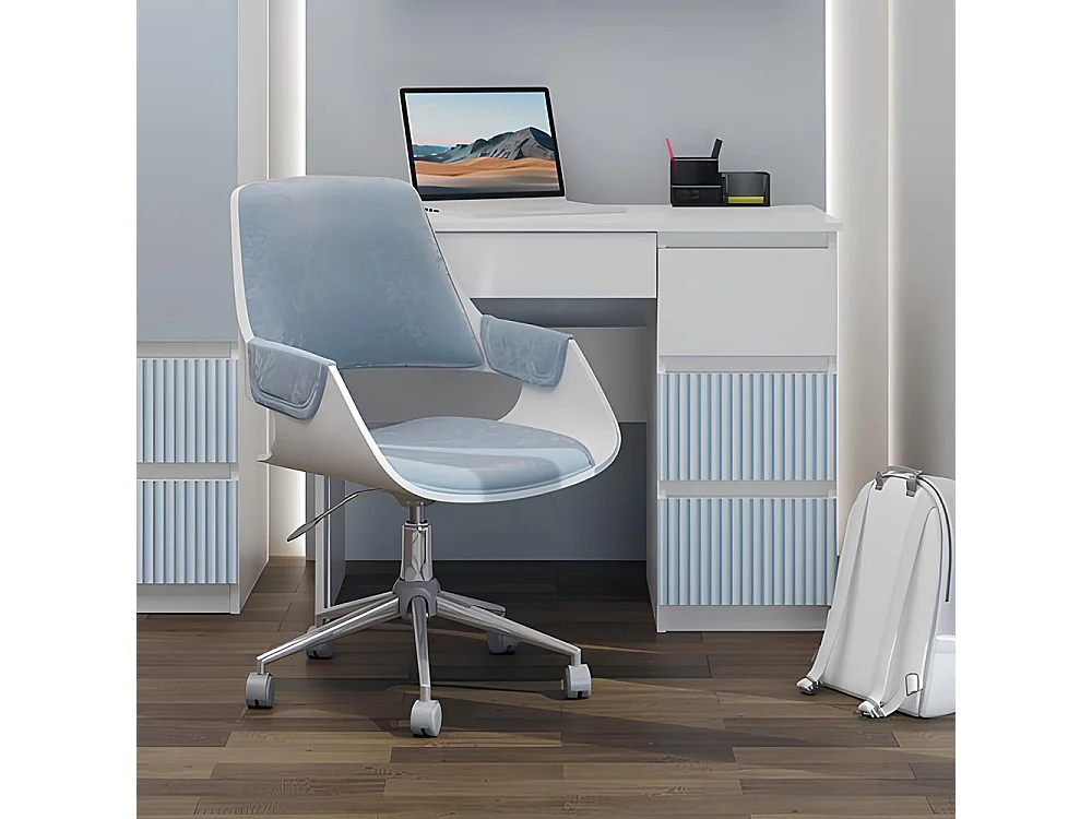 Scrivania moderna con cassetti a destra 98x76x51 cm bianco/blu SCT4