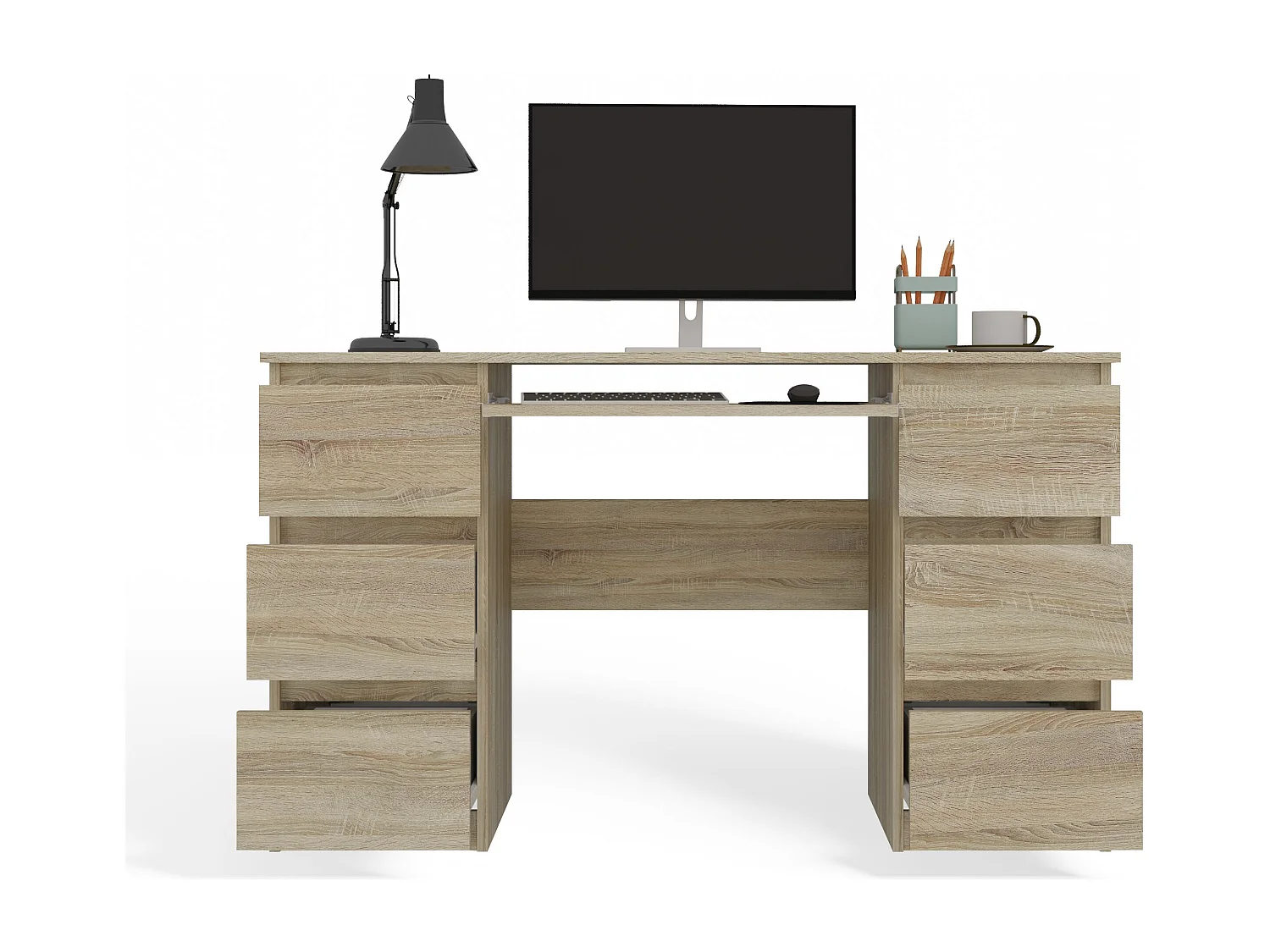 Scrivania moderna con cassetti 130x76x51 cm rovere chiaro SCT2