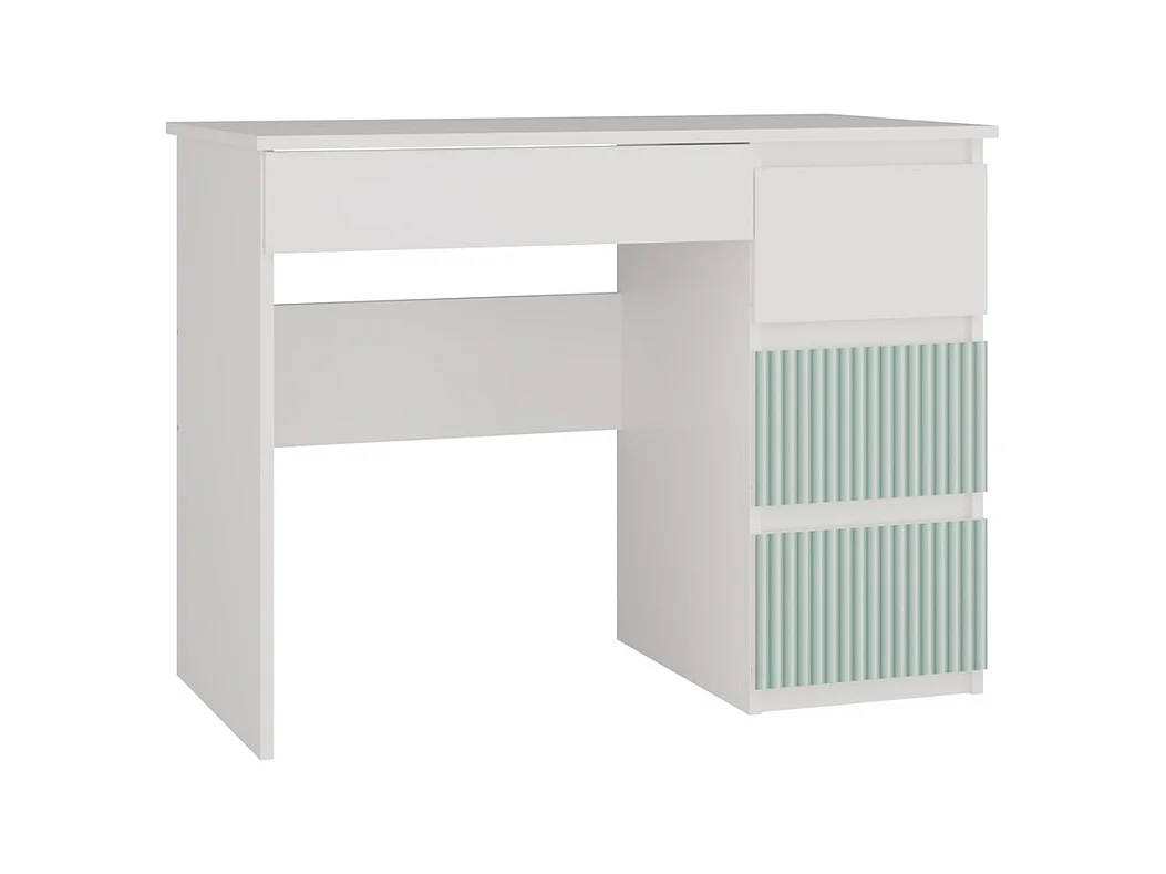 Scrivania moderna con cassetti a destra 98x76x51 cm bianco/verde SCT4