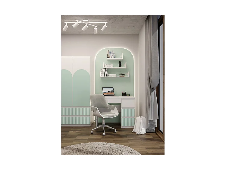 Scrivania moderna con cassetti a destra 98x76x51 cm bianco/verde SCT4