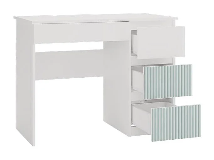 Scrivania moderna con cassetti a destra 98x76x51 cm bianco/verde SCT4