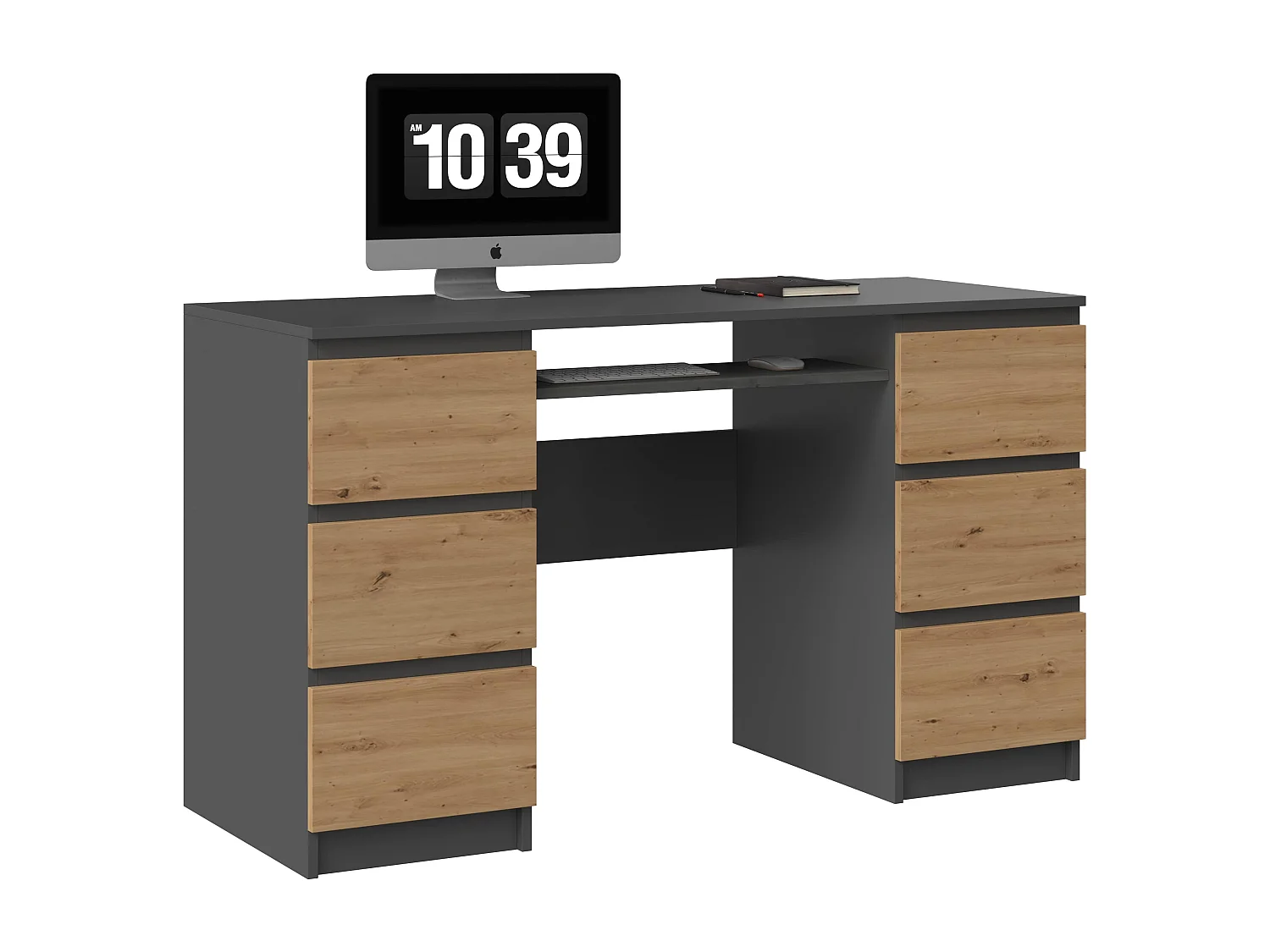 Scrivania moderna con cassetti 130x76x51 cm rovere/antracite SCT2