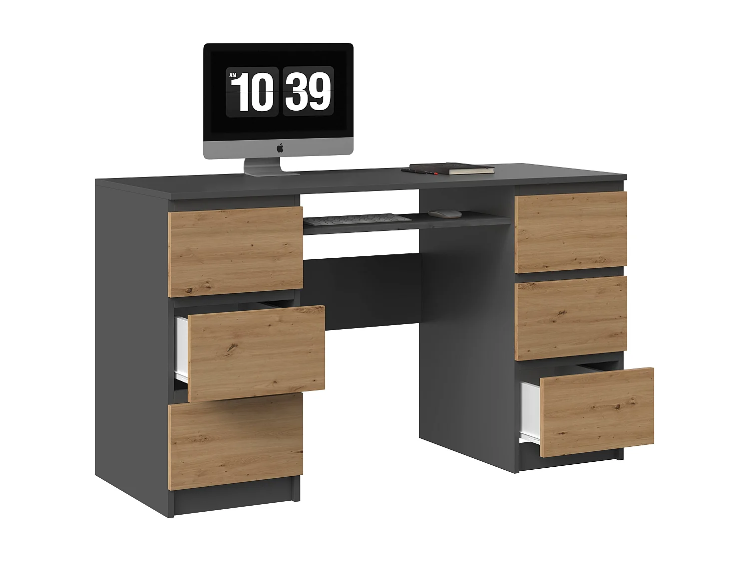 Scrivania moderna con cassetti 130x76x51 cm rovere/antracite SCT2