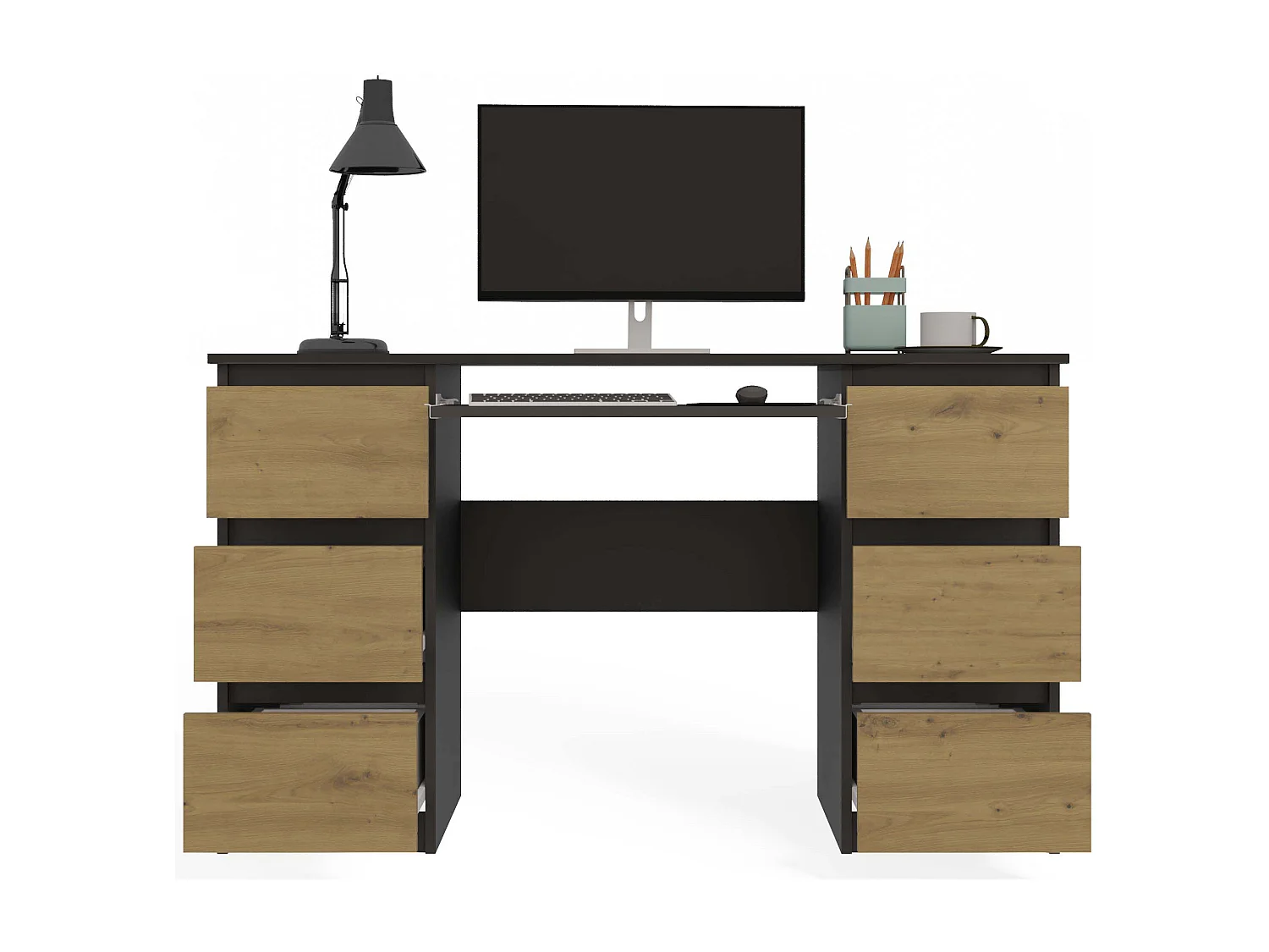 Scrivania moderna con cassetti 130x76x51 cm rovere/antracite SCT2