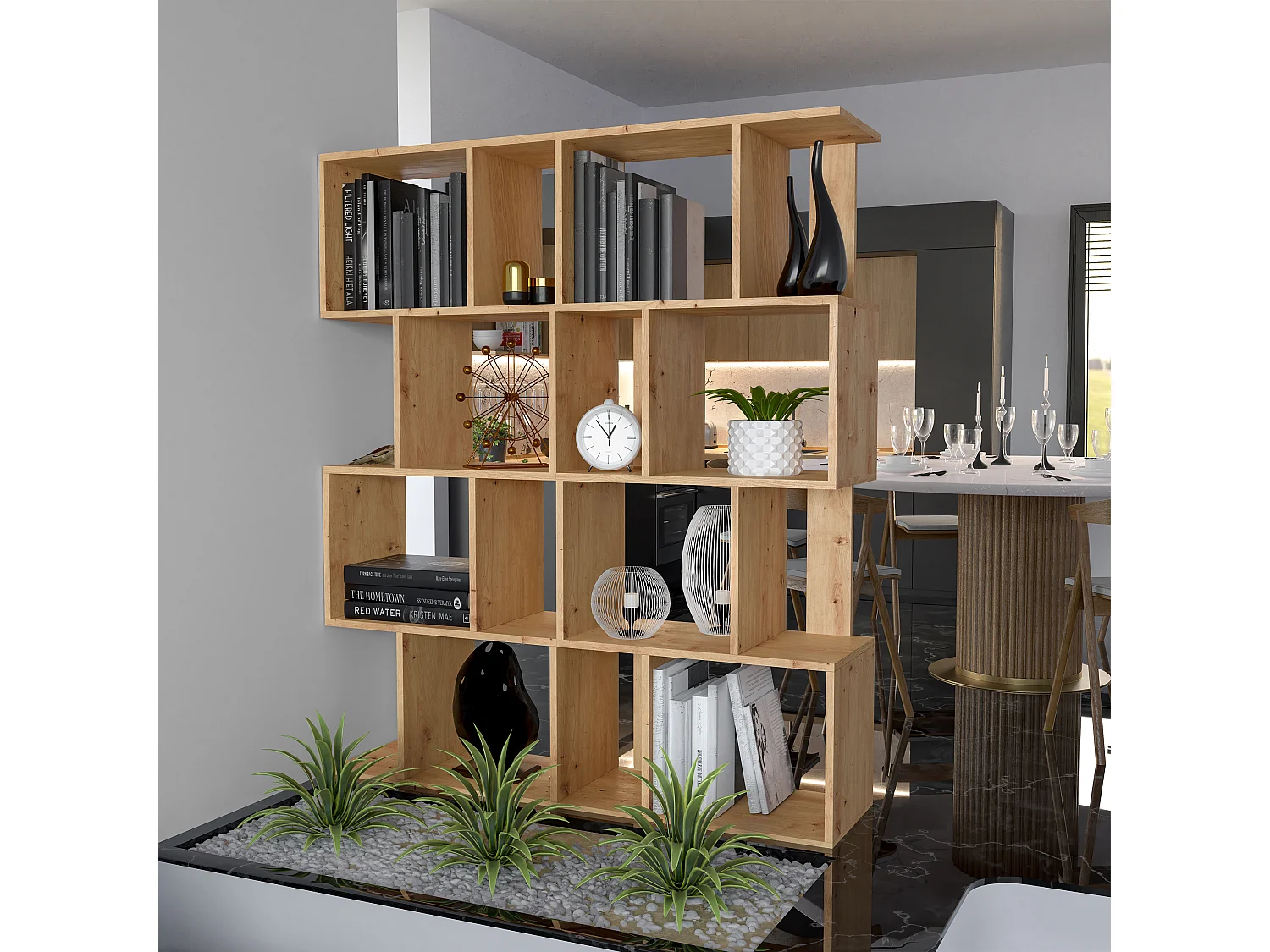 Libreria moderna 59,5x140x30 cm rovere naturale LBT9