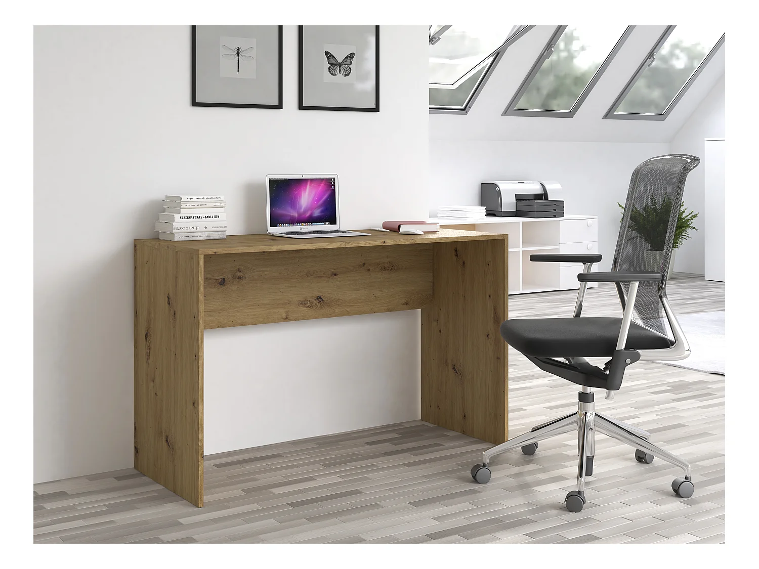 Scrivania moderna 120x76x50 cm design semplice rovere SCT6