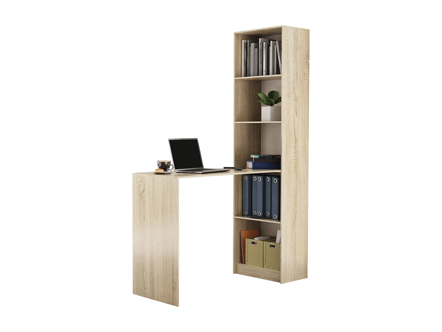 Scrivania 125x79x46,5 cm con libreria integrata rovere chiaro SCT8
