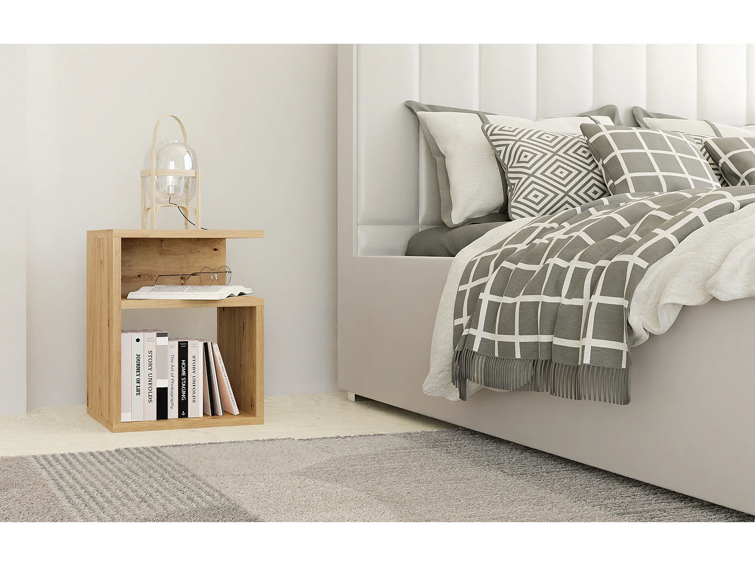 Comodino moderno a giorno 30x40x30 cm rovere COT1