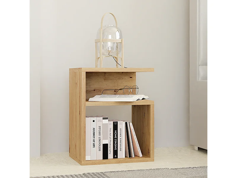 Comodino moderno a giorno 30x40x30 cm rovere COT1