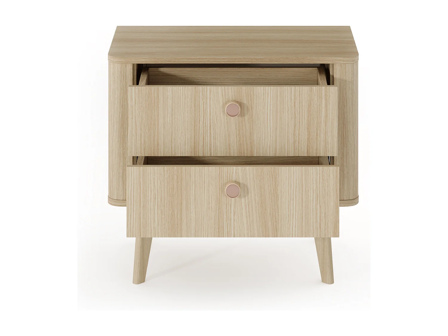 Comodino moderno 63x57 cm con 2 cassetti in rovere chiaro CMLK15