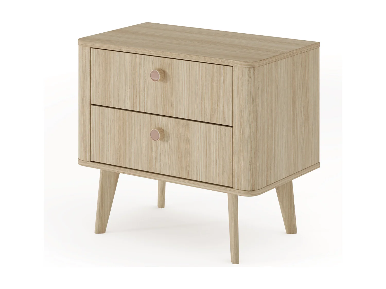 Comodino moderno 63x57 cm con 2 cassetti in rovere chiaro CMLK15