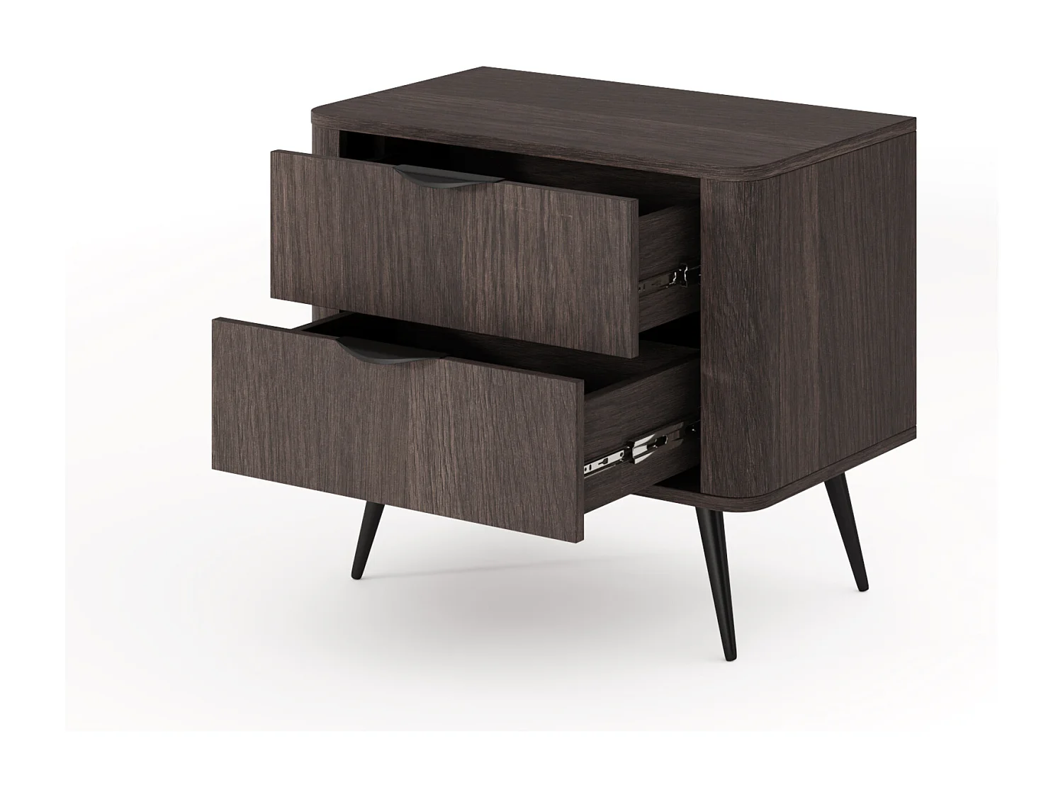 Comodino moderno 63x55 cm con 2 cassetti quercia scuro CMLK14