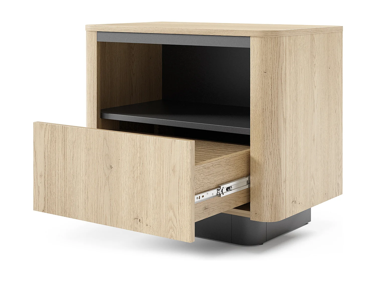 Comodino moderno 63x50 cm con vano a giorno e cassetto CMLK13