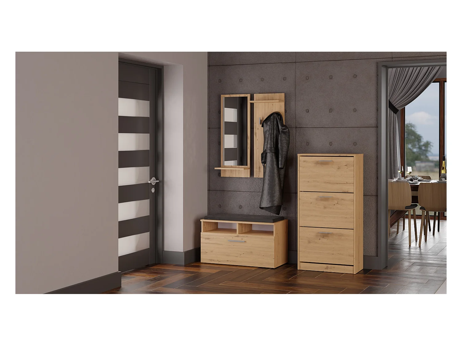 Scarpiera moderna 60x116x28 cm rovere SCAT3