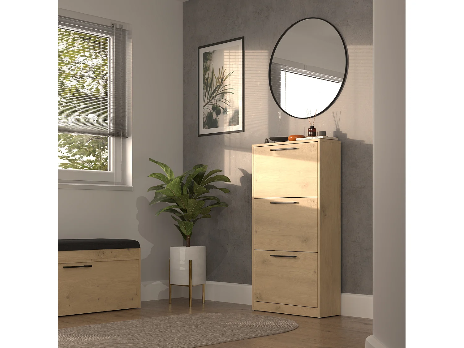 Scarpiera moderna 60x116x28 cm rovere SCAT3
