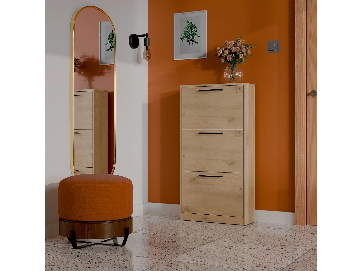 Scarpiera moderna 60x116x28 cm rovere SCAT3