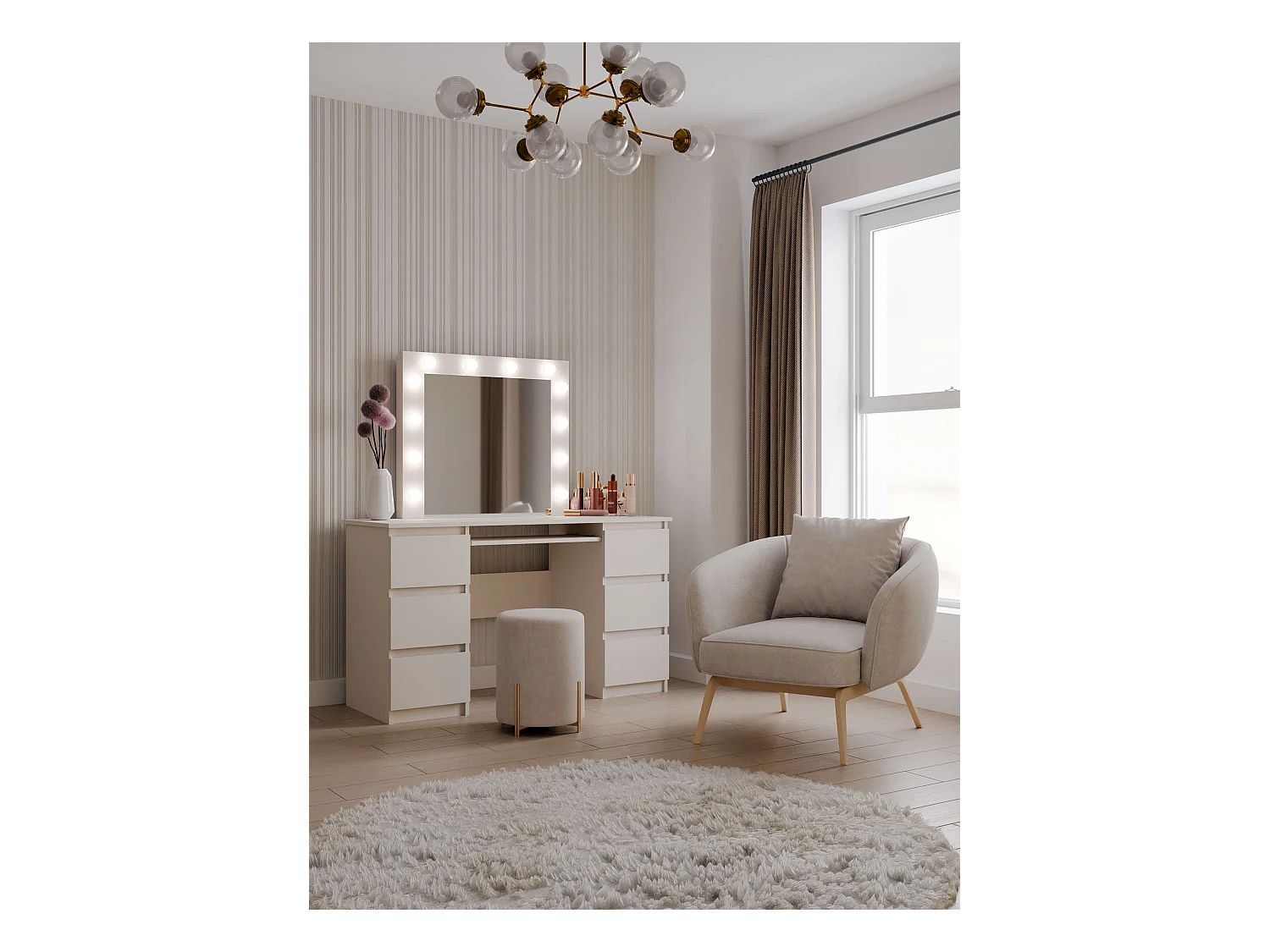 Toeletta da trucco moderna con specchio beige TOT3