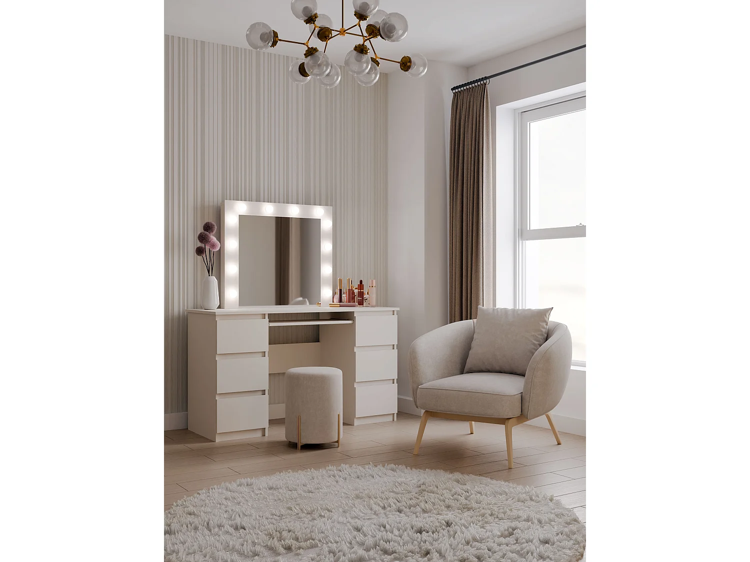 Toeletta da trucco moderna con specchio beige TOT3