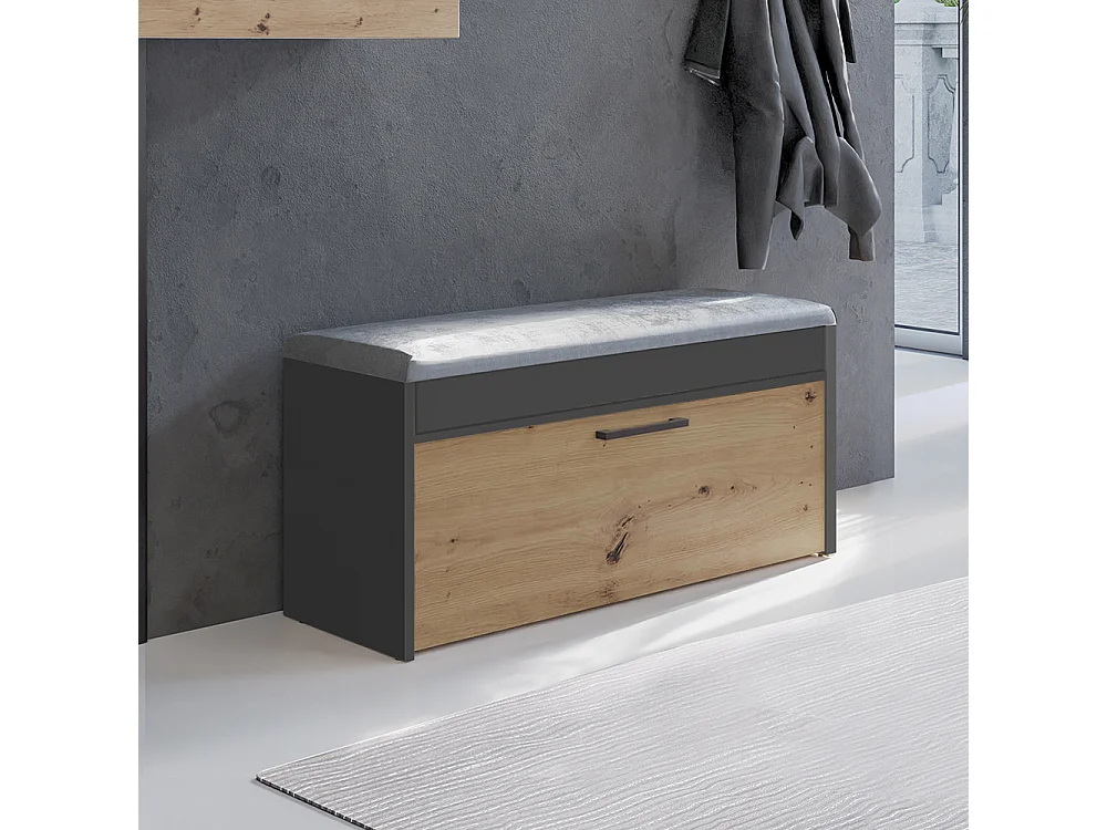 Scarpiera con panca 100x49x35 cm rovere e antracite SCAT6
