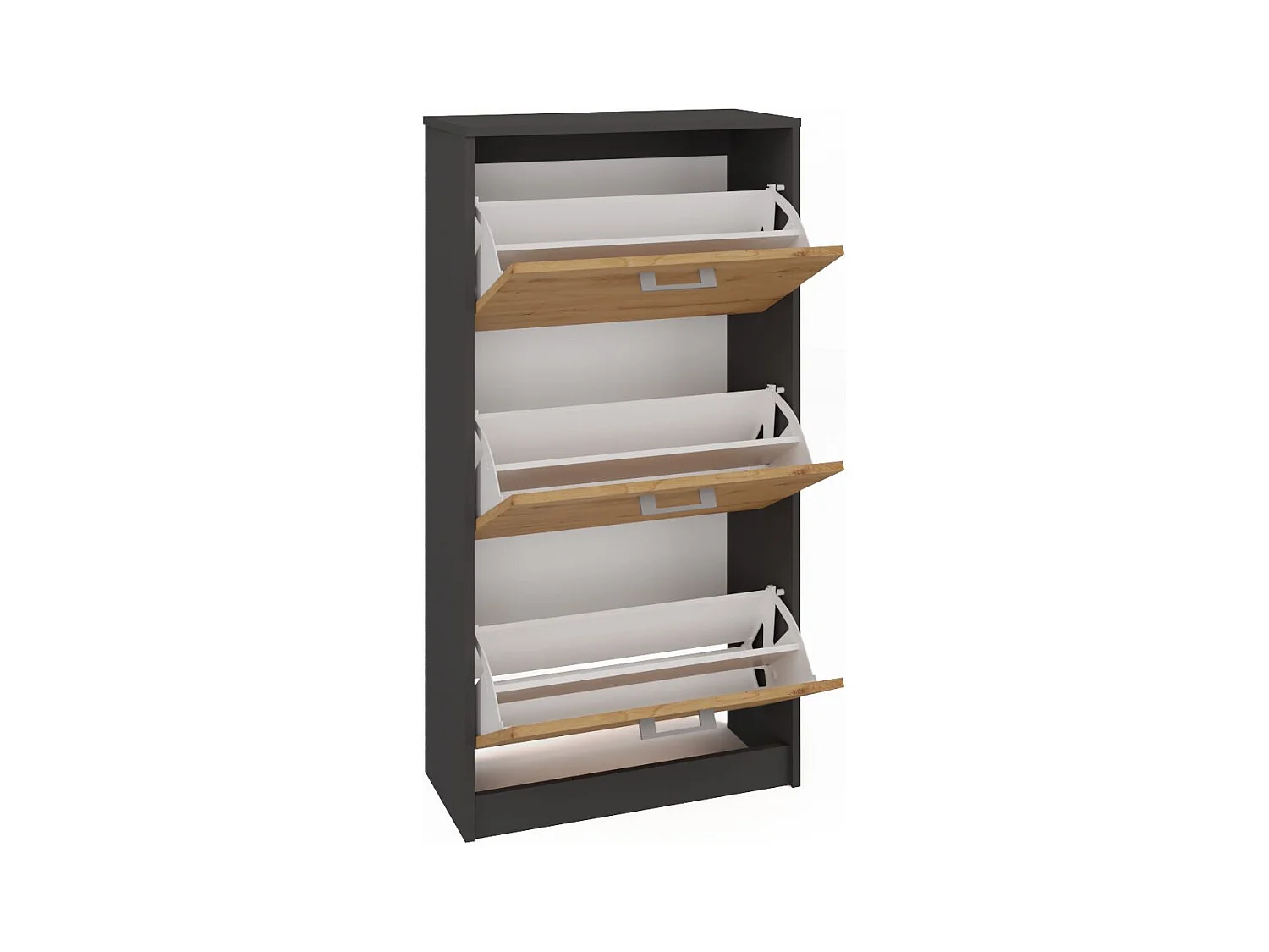 Scarpiera moderna 60x116x28 cm rovere e antracite SCAT3