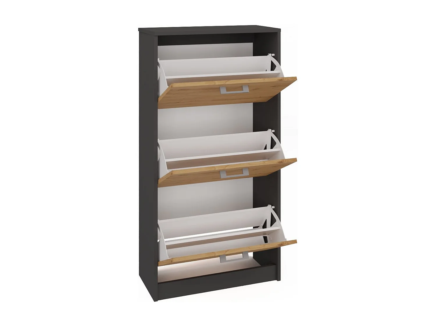 Scarpiera moderna 60x116x28 cm rovere e antracite SCAT3