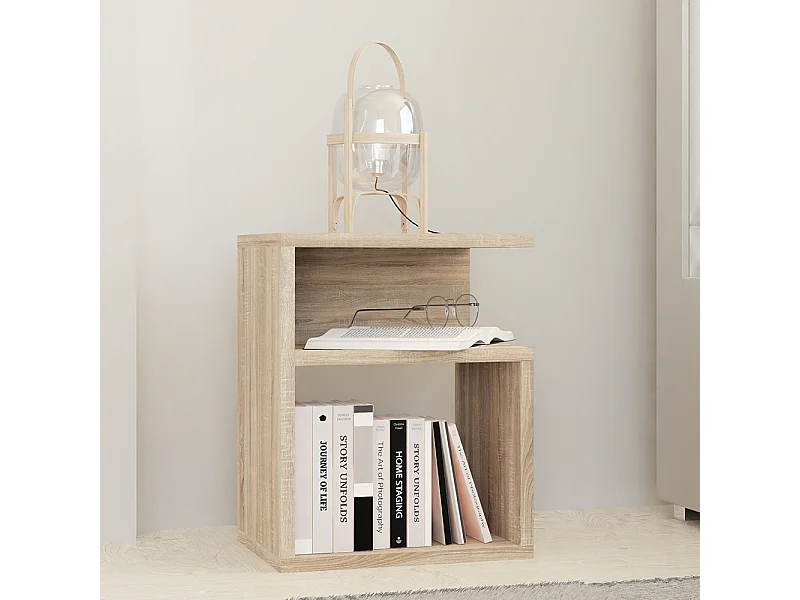 Comodino moderno a giorno 30x40x30 cm rovere chiaro COT1