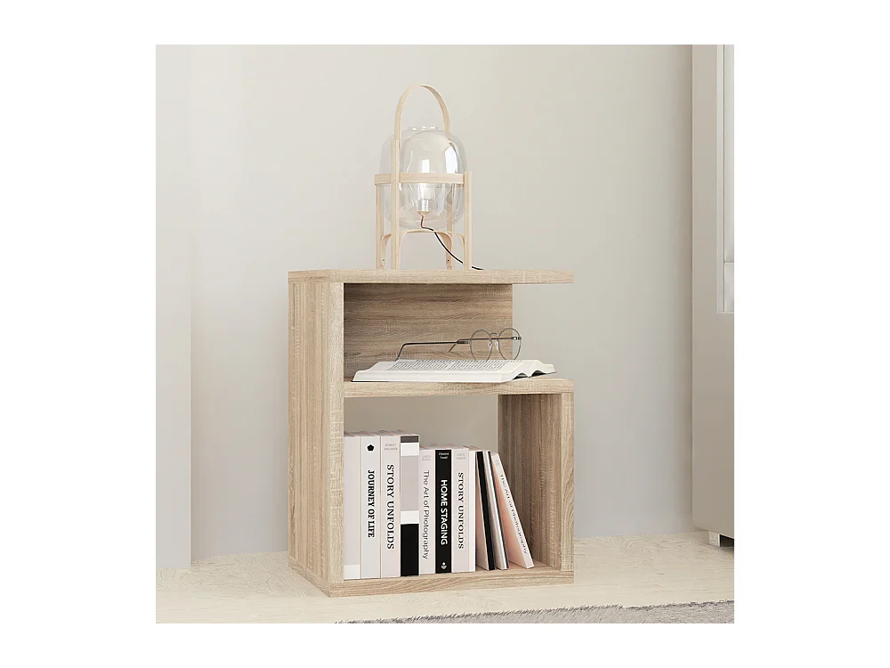 Comodino moderno a giorno 30x40x30 cm rovere chiaro COT1