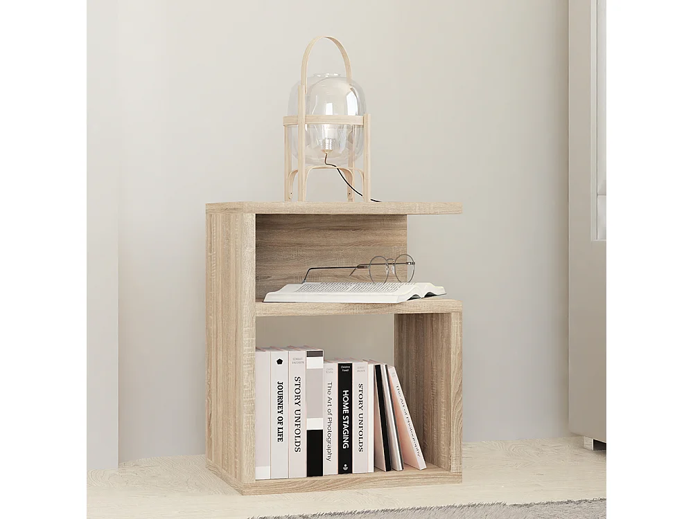 Comodino moderno a giorno 30x40x30 cm rovere chiaro COT1