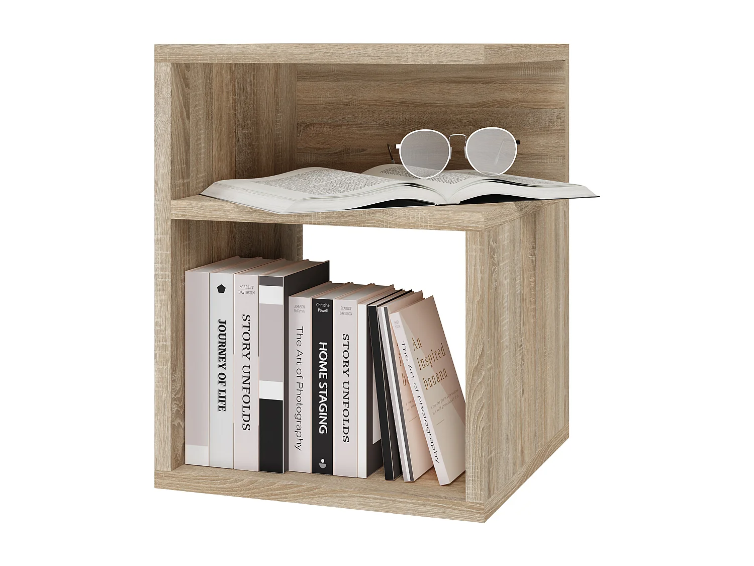 Comodino moderno a giorno 30x40x30 cm rovere chiaro COT1